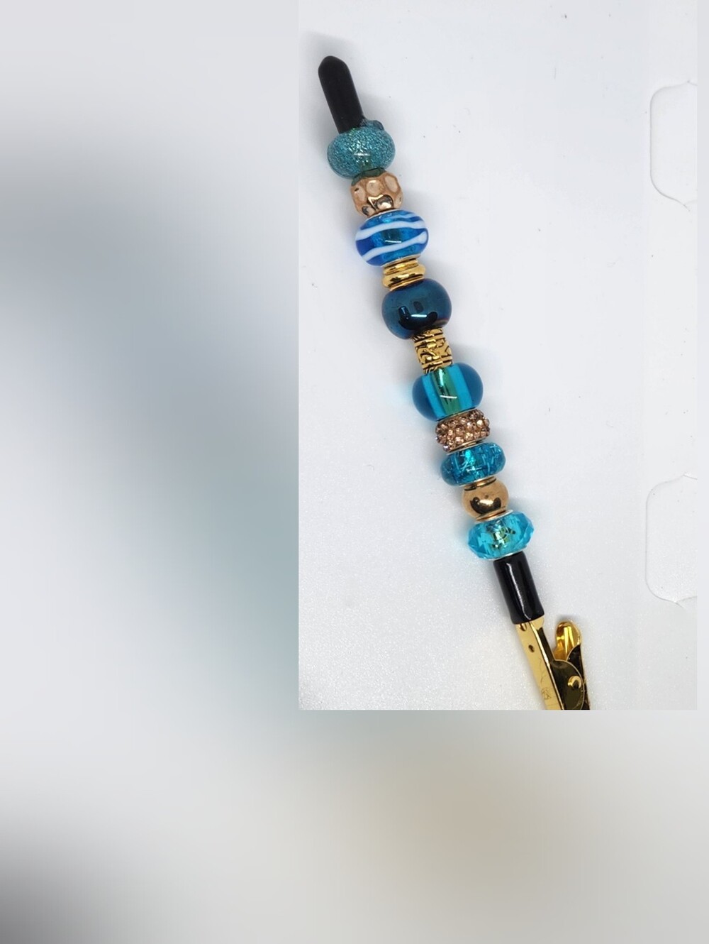 Turquoise Beaded Alligator Clip Holder